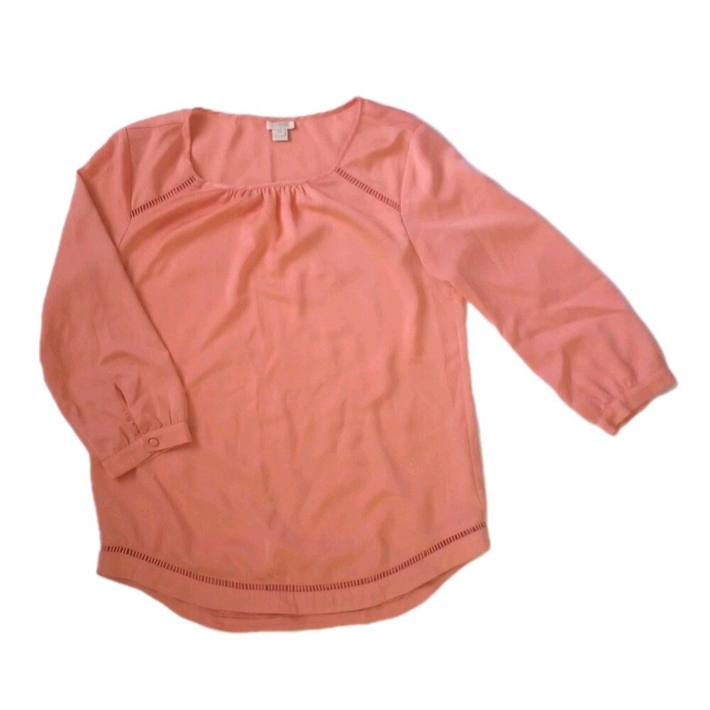 J.Crew Coral Pink 3/4 Sleeve Blouse Top sz XS Womens